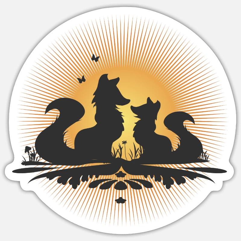 Romantic fox silhouette in the moonlight Sticker size S (10 x 10 cm)