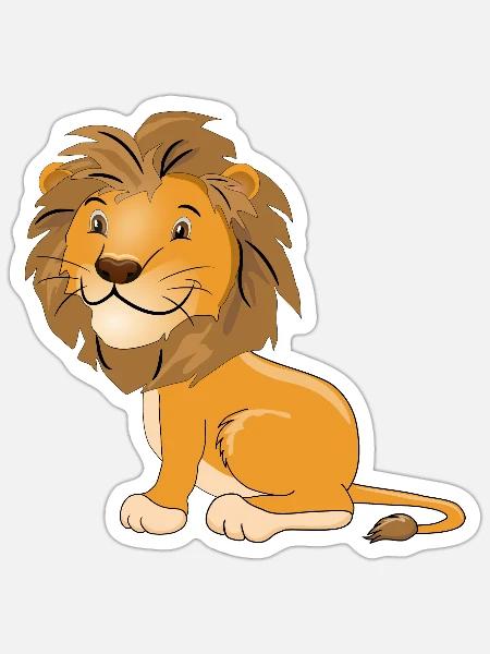 Niedlicher kleiner Löwe in Comic Stil - Sticker Größe S (10 x 10 cm) - Mattweiß