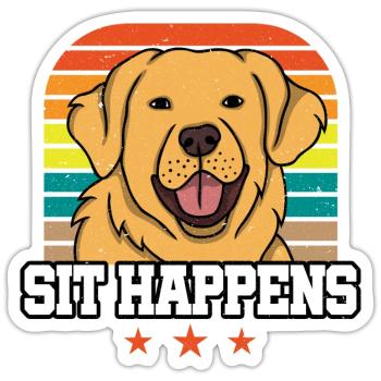 GOLDEN RETRIEVER sit happens - Sticker size S (10 x 10 cm) - white matte - Front