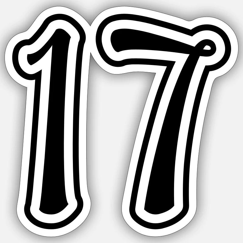 17 Numéro de numéro - Sticker taille S (10 x 10 cm) - blanc mat