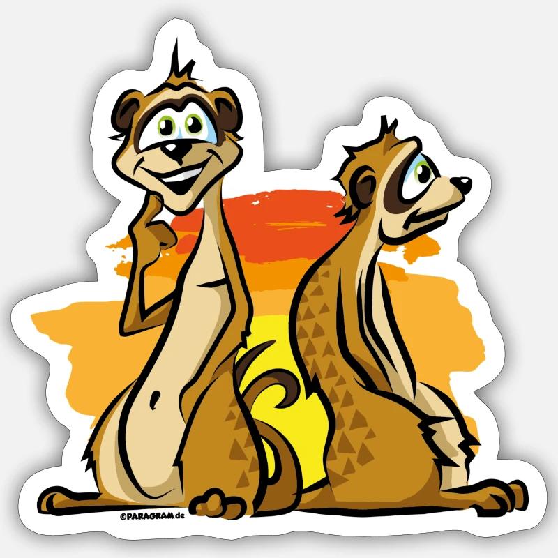 Erdmännchen Afrika Comic Cartoon - Sticker Größe S (10 x 10 cm) - Mattweiß