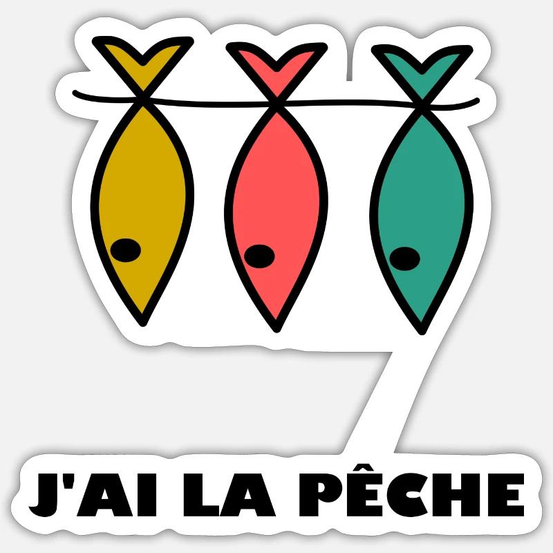 J'AI LA PÊCHE. HUMOUR. JE PEUX PAS. PÊCHE. POISSON - Sticker taille S (10 x 10 cm) - blanc mat