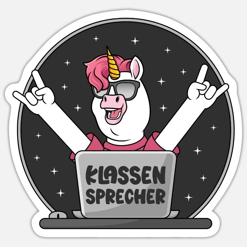 Klassen Sprecher Schule Einhorn PC Klassensprecher Sticker Größe S (10 x 10 cm)