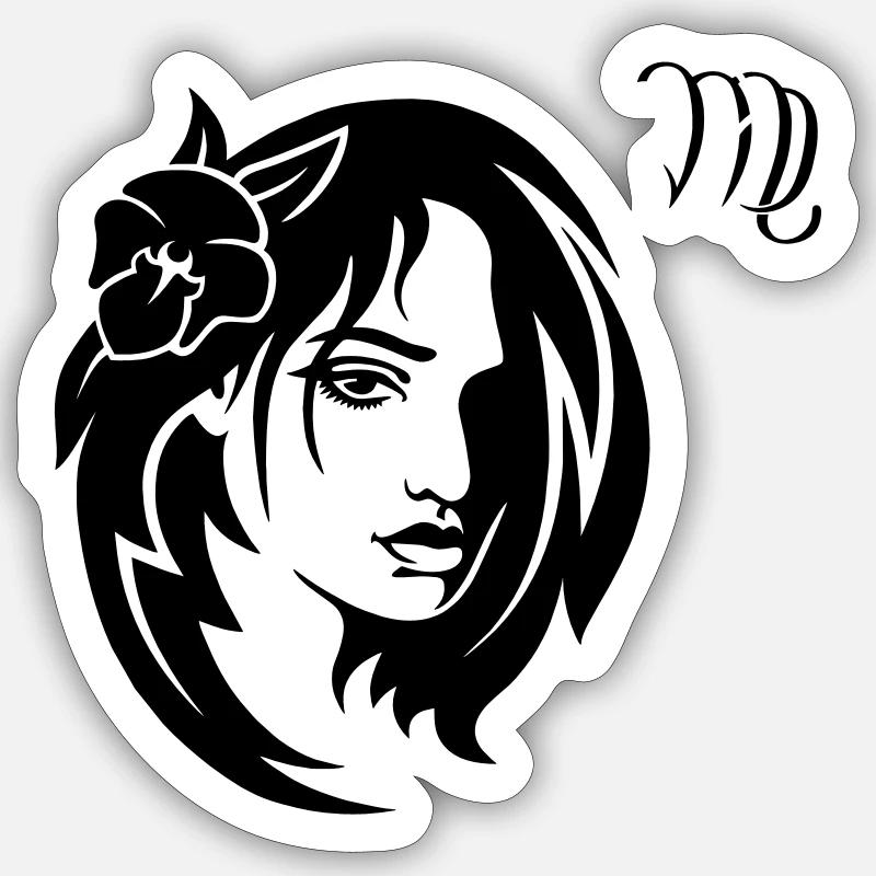 Signe du zodiaque Vierge - Sticker taille S (10 x 10 cm) - blanc mat