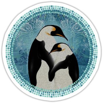 two magical penguins in mosaic style - Sticker size S (10 x 10 cm) - white matte - Front
