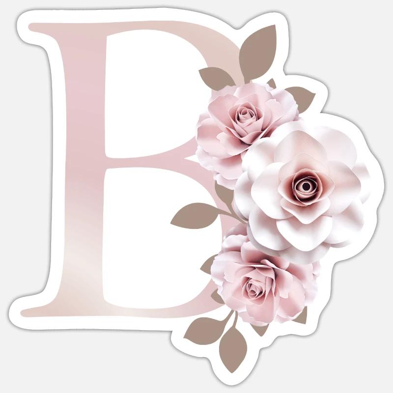 B Buchstabe mit Blumen 3D Sticker Größe S (10 x 10 cm)