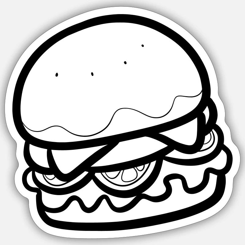 Hamburger - Sticker taille S (10 x 10 cm) - blanc mat