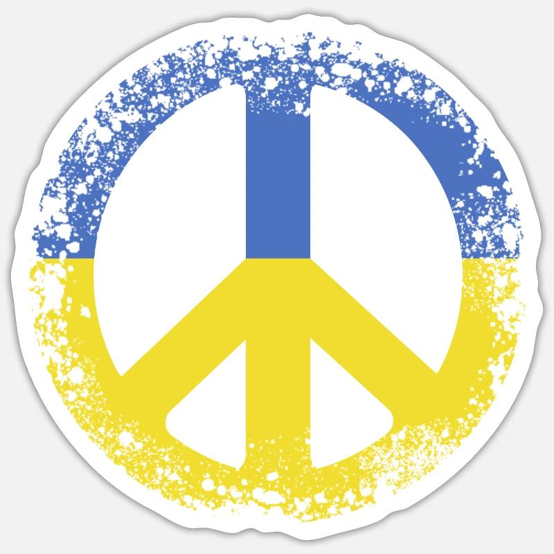 Segno di pace Ucraina Stand for Ukraine Gift - Sticker formato S (10 x 10 cm) - bianco opaco