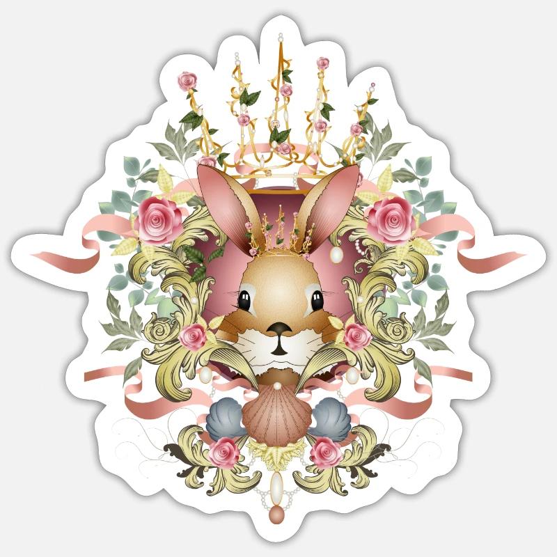 Adorable Easter in an ornamental setting - Sticker size S (10 x 10 cm) - white matte