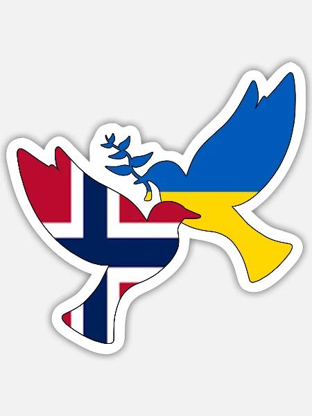 ukraine norwegen friedenstaube - unterstützung - Sticker Größe S (10 x 10 cm) - Mattweiß