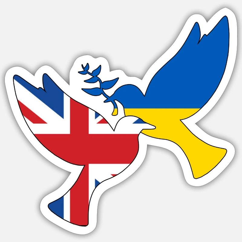 ukriane england friedenstaube - Sticker Größe S (10 x 10 cm) - Mattweiß