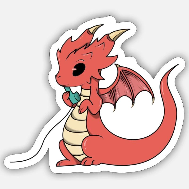 Drache - Sticker Größe S (10 x 10 cm) - Mattweiß
