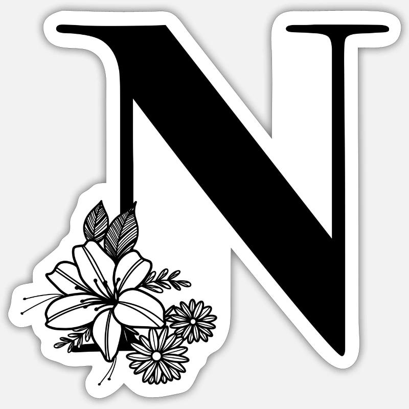 Lettre N - Sticker taille S (10 x 10 cm) - blanc mat