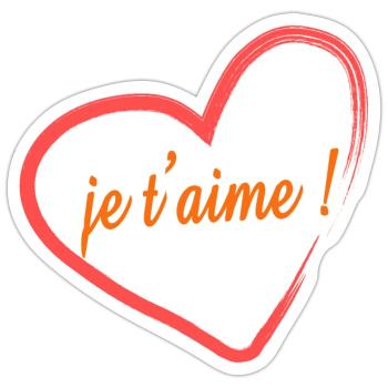 je taime - Sticker taille S (10 x 10 cm) - blanc mat - Devant