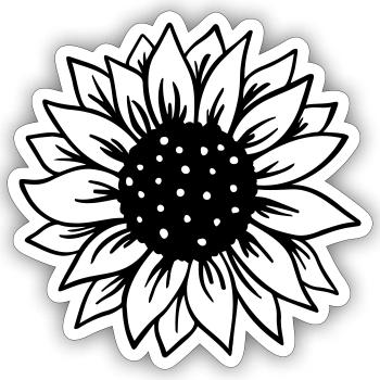 Sonnenblume - Sticker Größe S (10 x 10 cm) - Mattweiß - Vorne