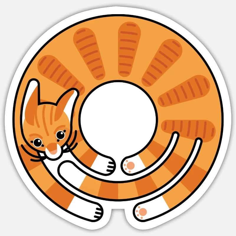 Chat orange - Sticker taille S (10 x 10 cm) - blanc mat