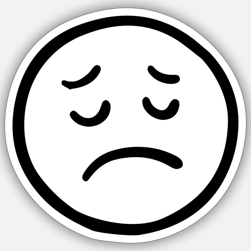 Sad face with thoughtful look - Sticker size S (10 x 10 cm) - white matte