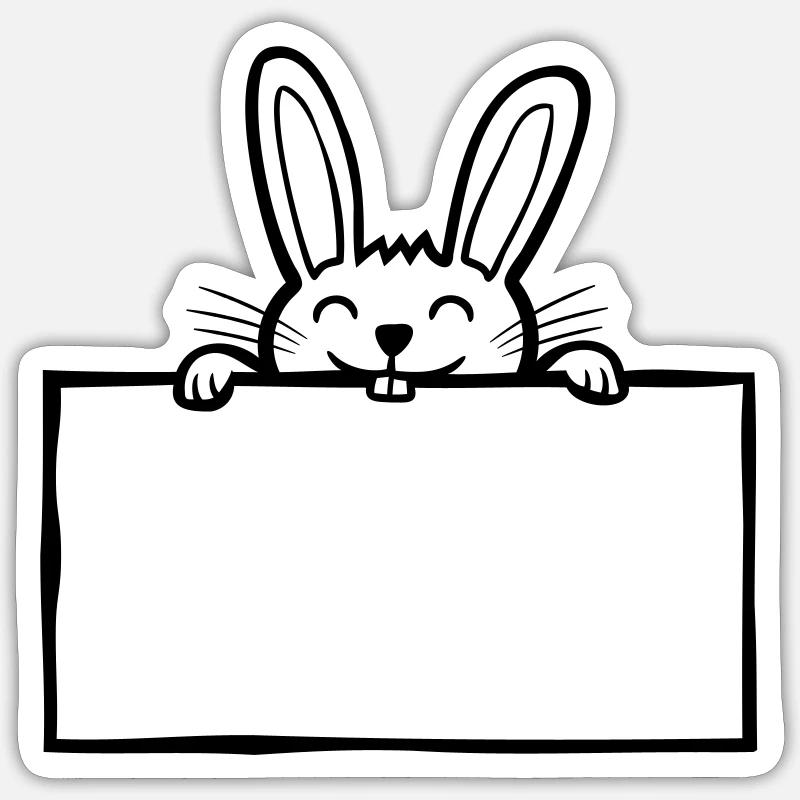 Schild Comic Häschen Sticker Größe S (10 x 10 cm)