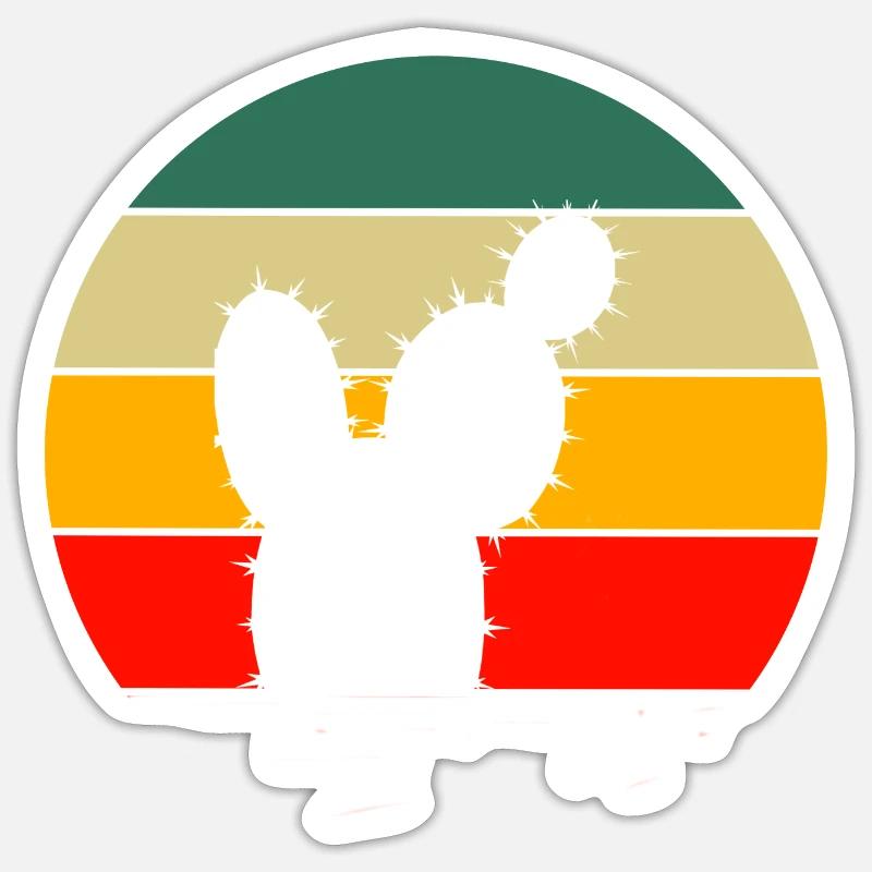 Retro Cactus Lover Gift Prickly Cactus Sticker size S (10 x 10 cm)