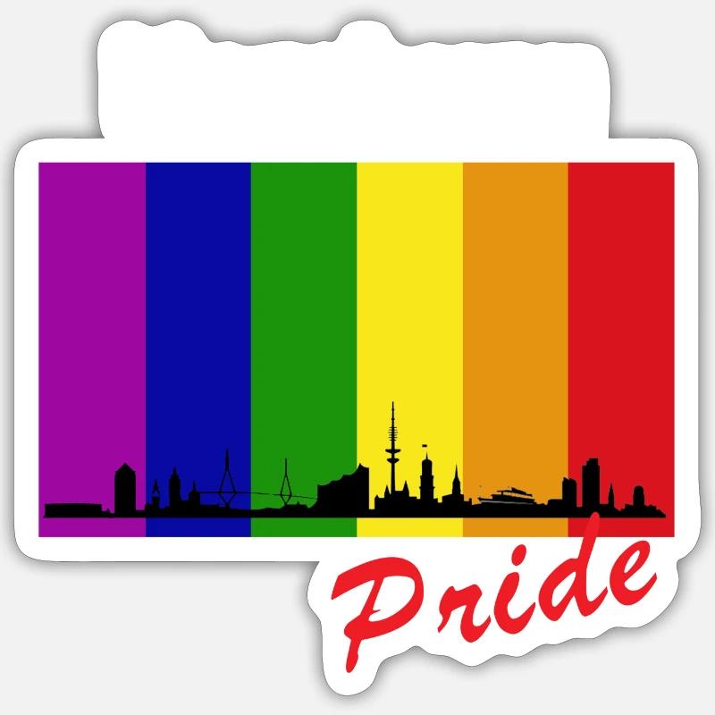 Fierté de Hambourg - Sticker taille S (10 x 10 cm) - blanc mat