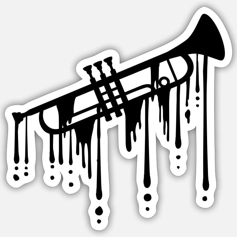 Trompette Graffiti Drop Sticker taille S (10 x 10 cm)