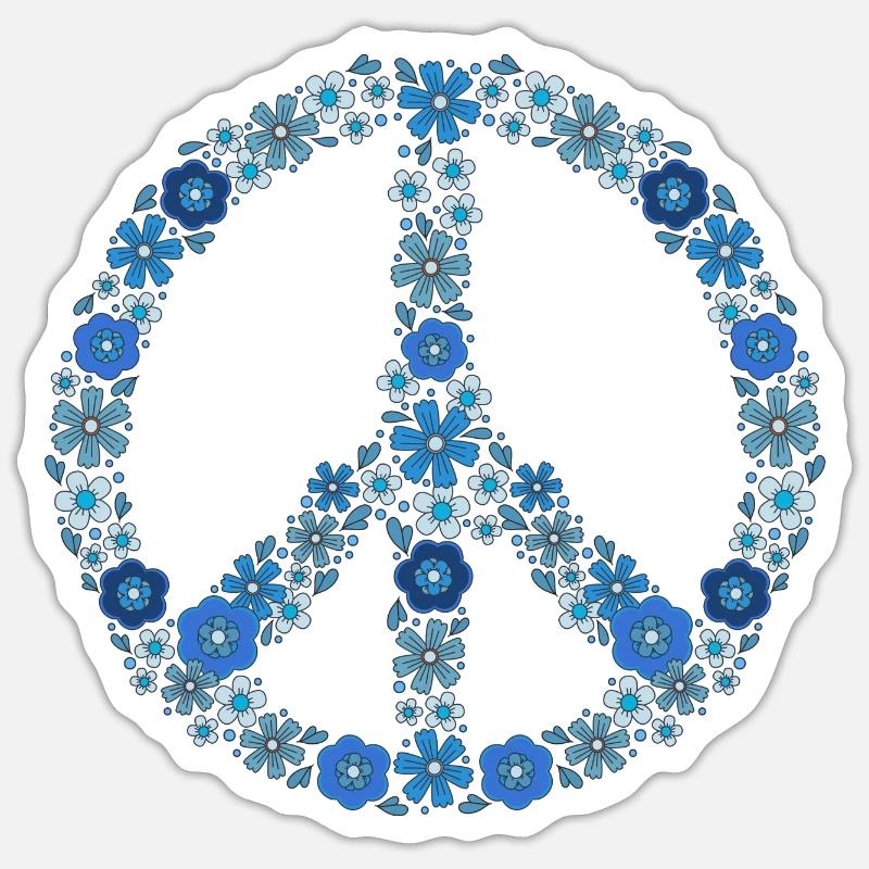 Peacezeichen, Friedenszeichen, Peace, Frieden - Sticker Größe S (10 x 10 cm) - Mattweiß