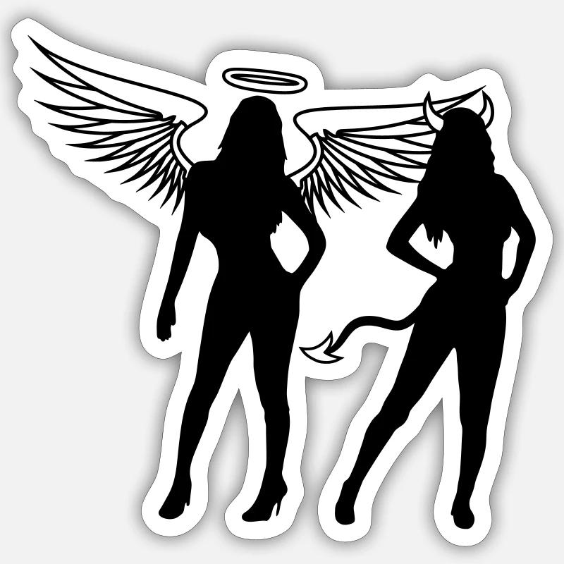 Team Engel Teufel - Sticker Größe S (10 x 10 cm) - Mattweiß