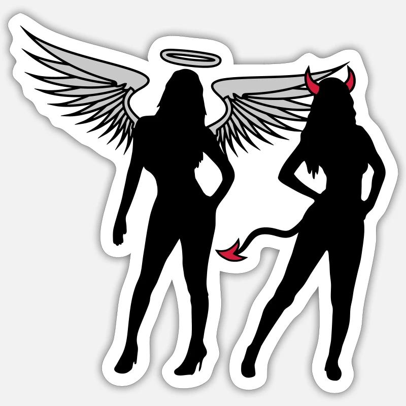 Angel Devil Girls Sticker taille S (10 x 10 cm)