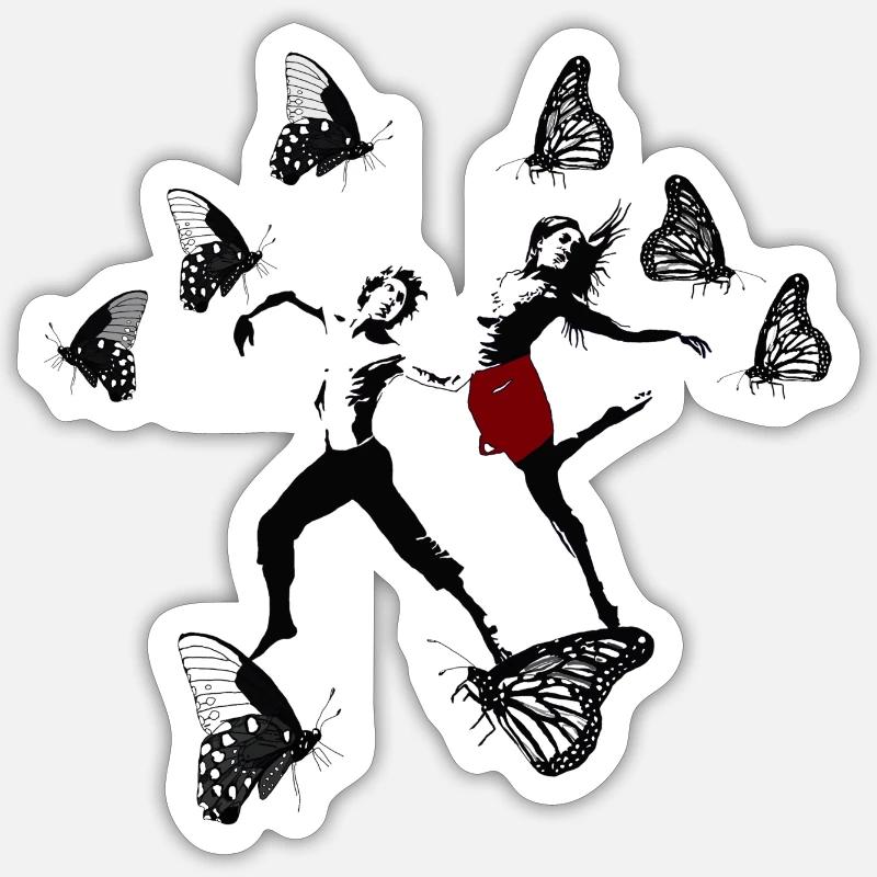 Papillons dans le ventre - Sticker taille S (10 x 10 cm) - blanc mat