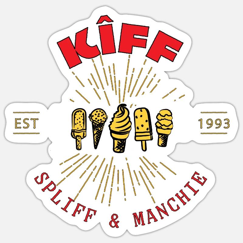 KIFF SPLIFF & MANCHIE - Sticker Größe S (10 x 10 cm) - Mattweiß