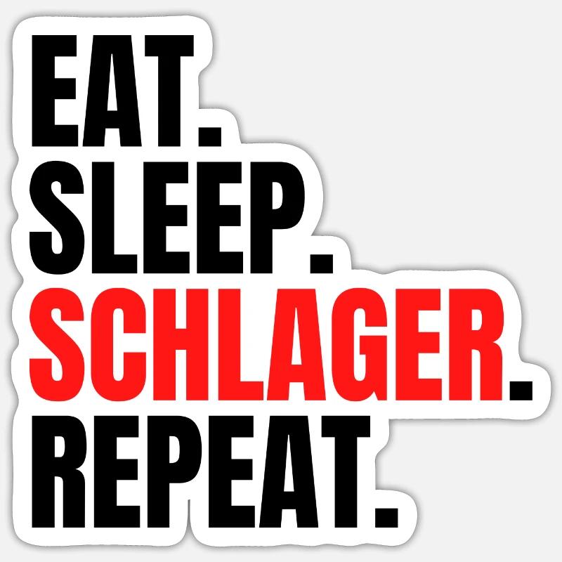 manger dormir schlager répéter Sticker taille S (10 x 10 cm)