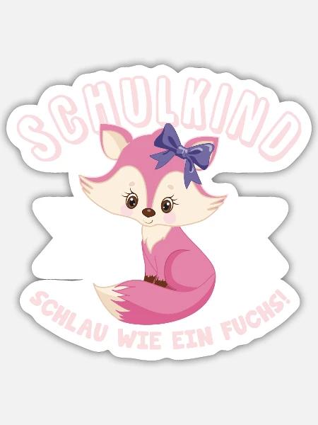 Schulkind 2022 Einschulung 1. Klasse Schlau Fuchs - Sticker Größe S (10 x 10 cm) - Mattweiß