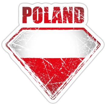 Poland Superhero Flag Flag Vintage Retro Symbol - Sticker size S (10 x 10 cm) - white matte - Front