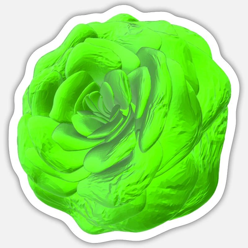 Rose Vert - Sticker taille S (10 x 10 cm) - blanc mat