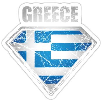 Greece Superhero Flag Greek Symbol - Sticker size S (10 x 10 cm) - white matte - Front