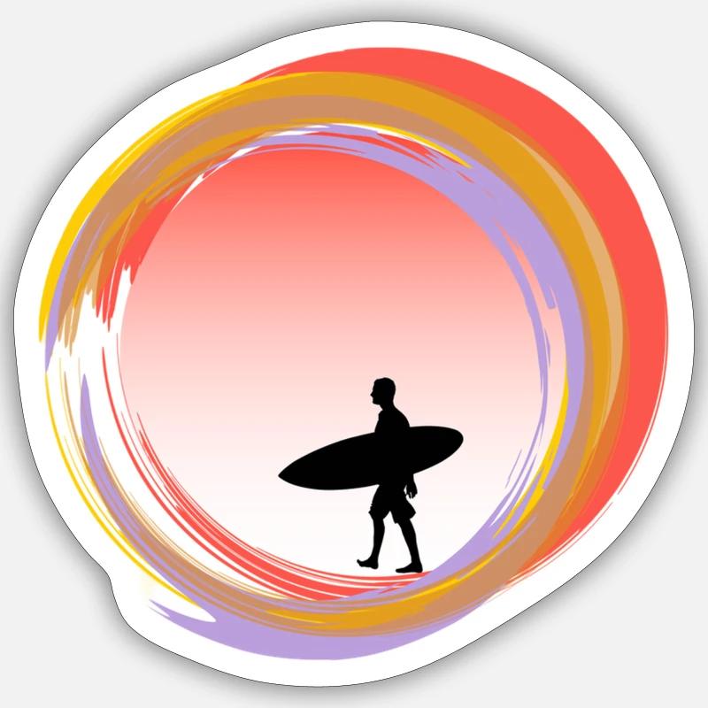 Surf Design - Sticker Größe S (10 x 10 cm) - Mattweiß