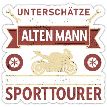 Unterschätze Alten Mann Sporttourer Motorrad Opa - Sticker Größe S (10 x 10 cm) - Mattweiß - Vorne