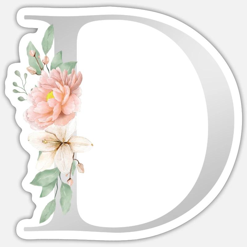Customizable Monogram D Floral Sticker size S (10 x 10 cm)