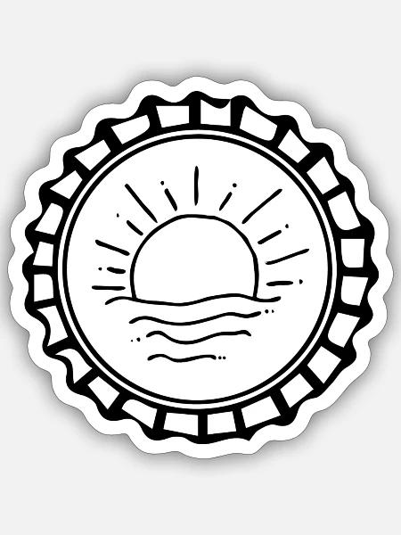 Bottle Cap Sun - Sticker Größe S (10 x 10 cm) - Mattweiß