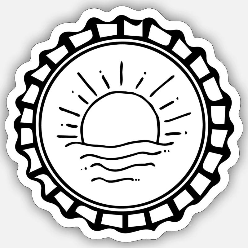 Bottle Cap Sun - Sticker Größe S (10 x 10 cm) - Mattweiß