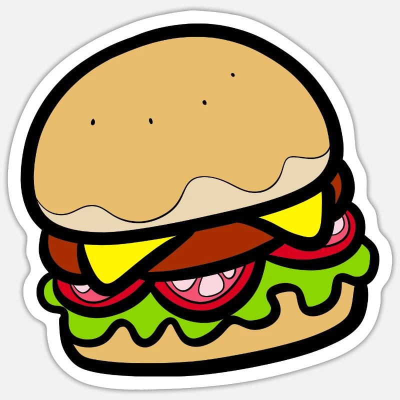 Hamburger - Sticker taille S (10 x 10 cm) - blanc mat