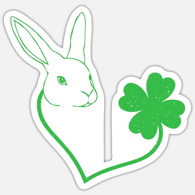 Lapin Cloverleaf Coeur Amour - Sticker taille S (10 x 10 cm) - blanc mat