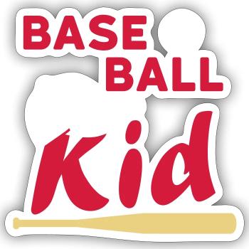 Enfant de baseball (balle de jeu, casquette, batte de baseball) - Sticker taille S (10 x 10 cm) - blanc mat - Devant