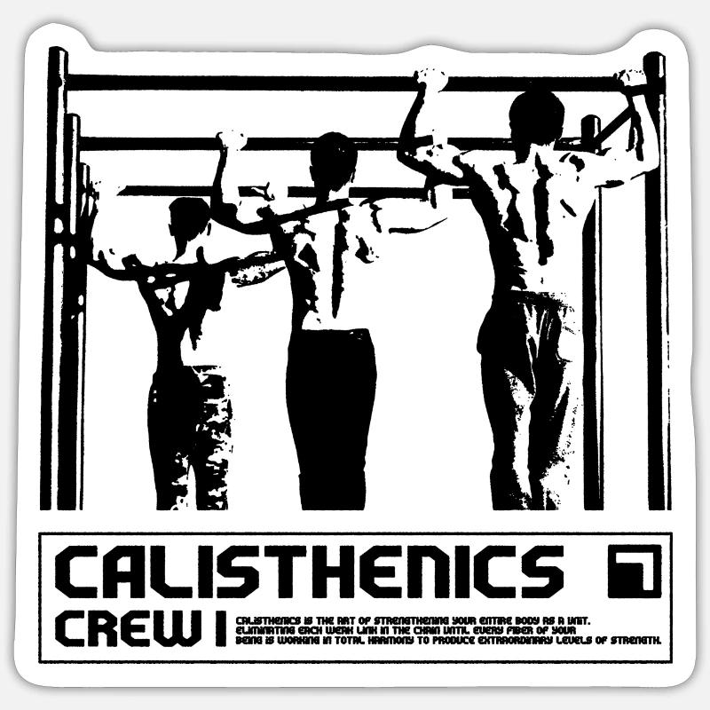 Conception de traction synchrone de l’équipe de calisténie - Sticker taille S (10 x 10 cm) - blanc mat