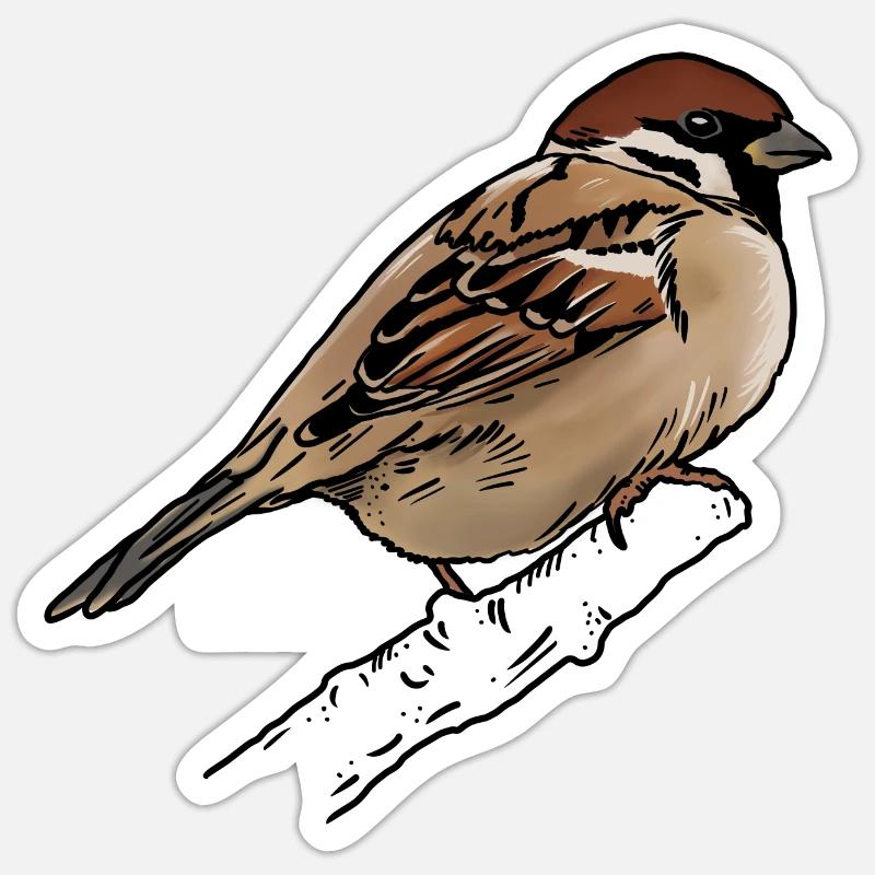 Moineau - Moineau - Sticker taille S (10 x 10 cm) - blanc mat