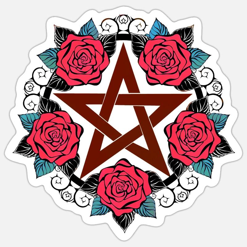 Pentacle emo et romantique Sticker taille S (10 x 10 cm)