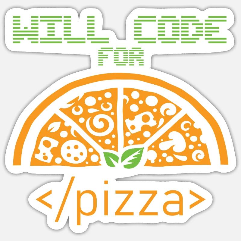 Codera pour Pizza Programmer Nerd Developer - Sticker taille S (10 x 10 cm) - blanc mat