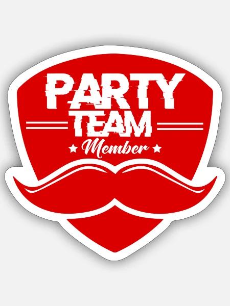 Party Team Member - Sticker Größe S (10 x 10 cm) - Mattweiß