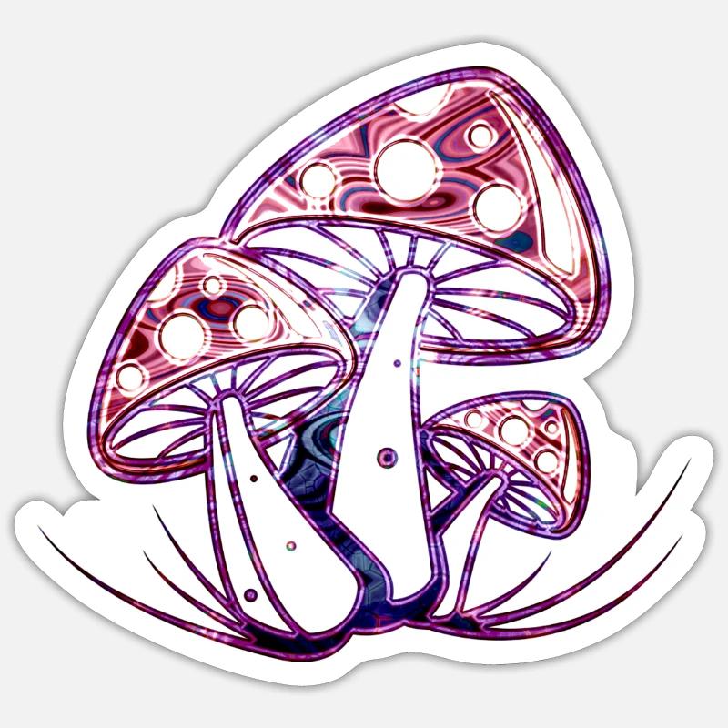 Champignons n° 01 - Design B - Sticker taille S (10 x 10 cm) - blanc mat