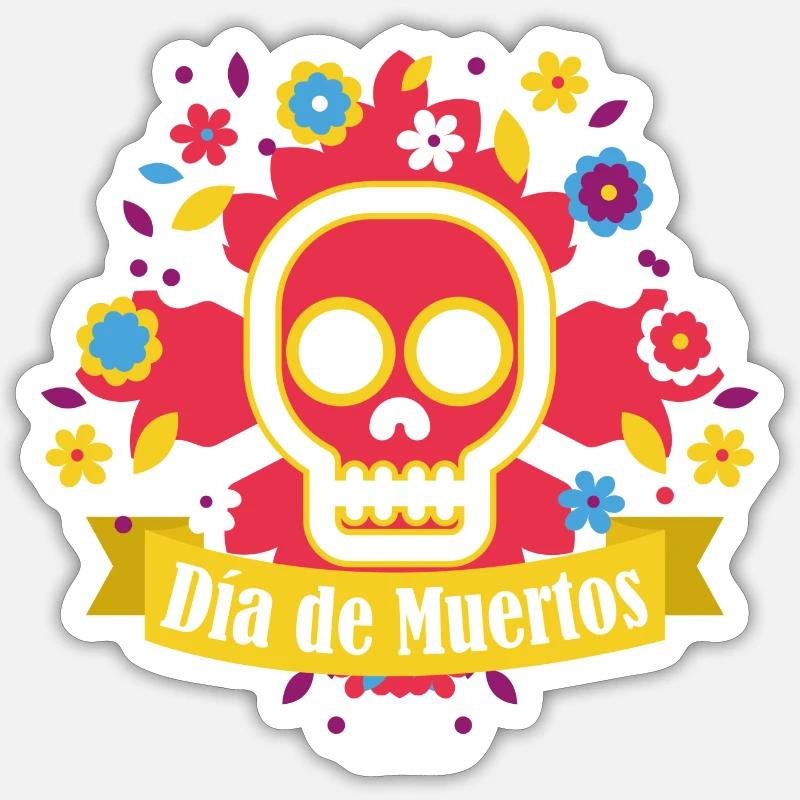 dia de muertos red - Sticker taille S (10 x 10 cm) - blanc mat